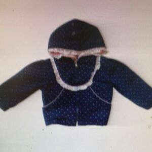 Navy Blue Hooded Jacket with Pink Accents